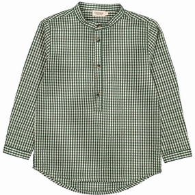MarMar Cotton Seersucker Green Check Timmo Shirt Nylon Signature