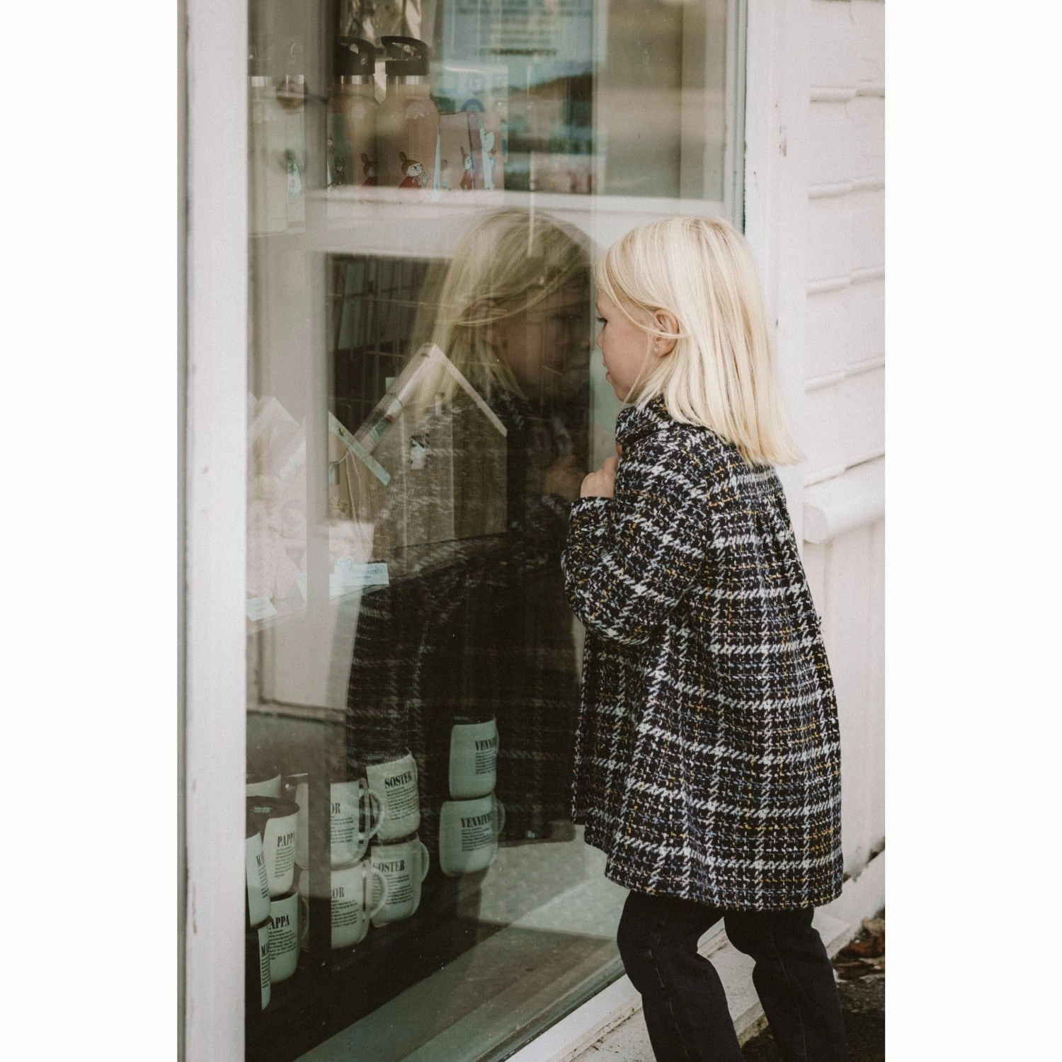 MarMar Wool Glitter Navy Check Olive Jacket Polished