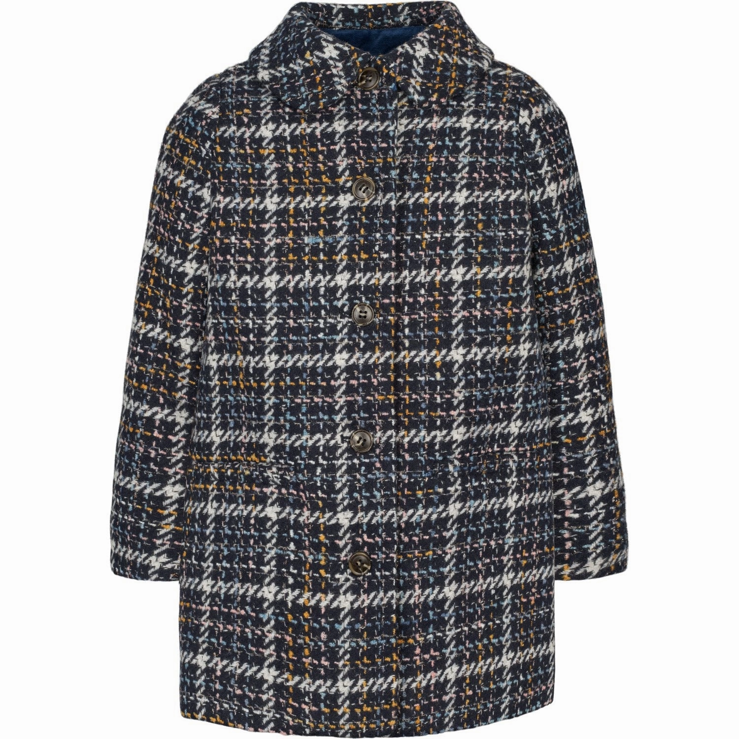 MarMar Wool Glitter Navy Check Olive Jacket Polished Hem