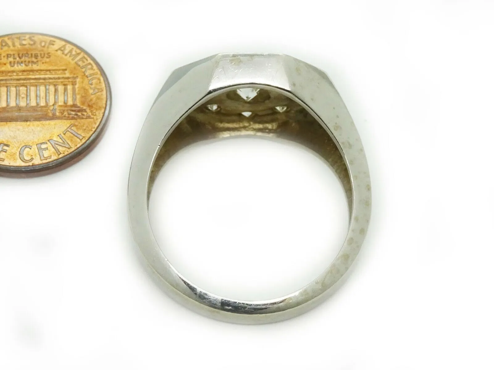 Men's 1.66ct tw Earth Mined Diamond Cluster Ring 14k White Gold Size 11