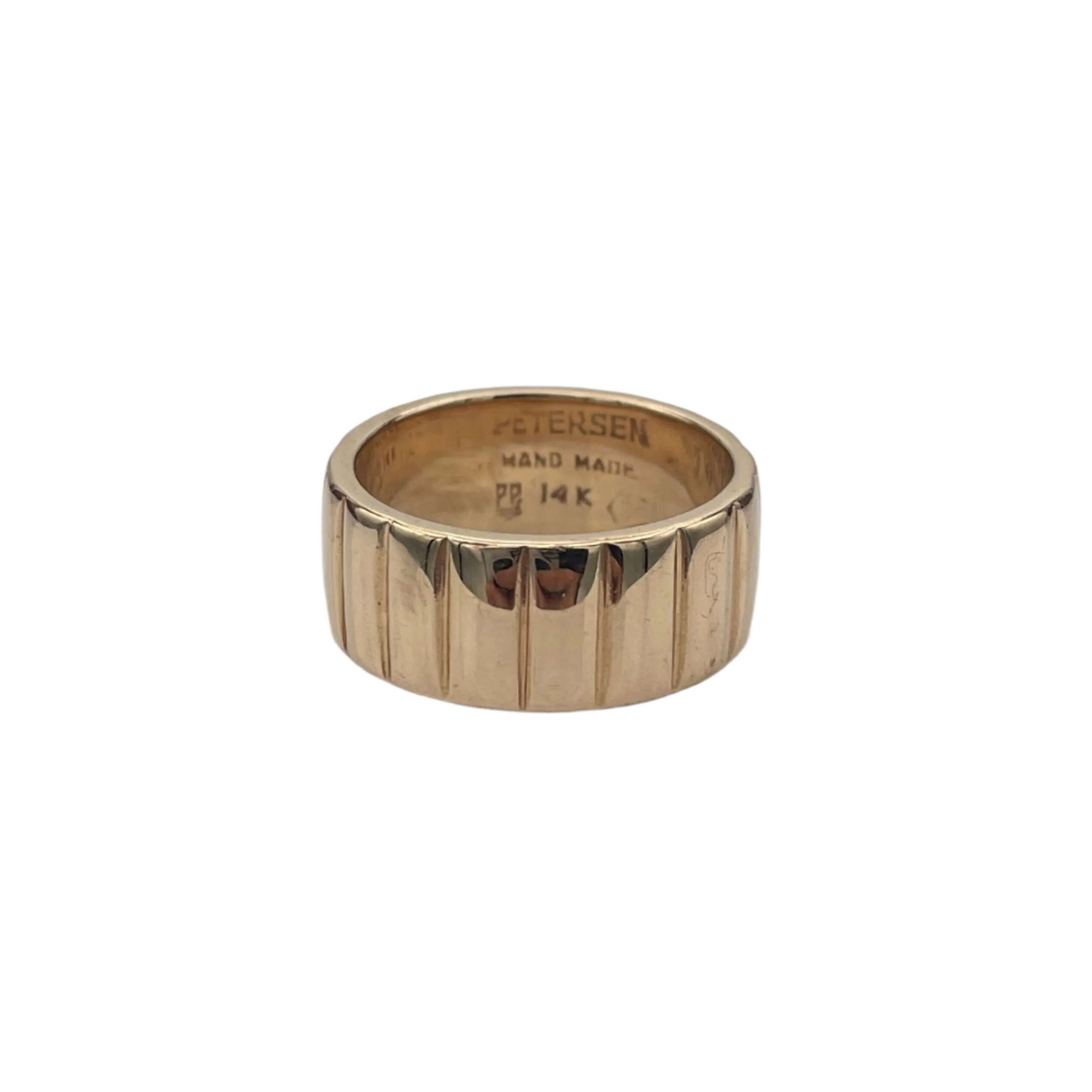 Mid-Century Carl Poul Petersen hand made 14K yellow Gold wide band