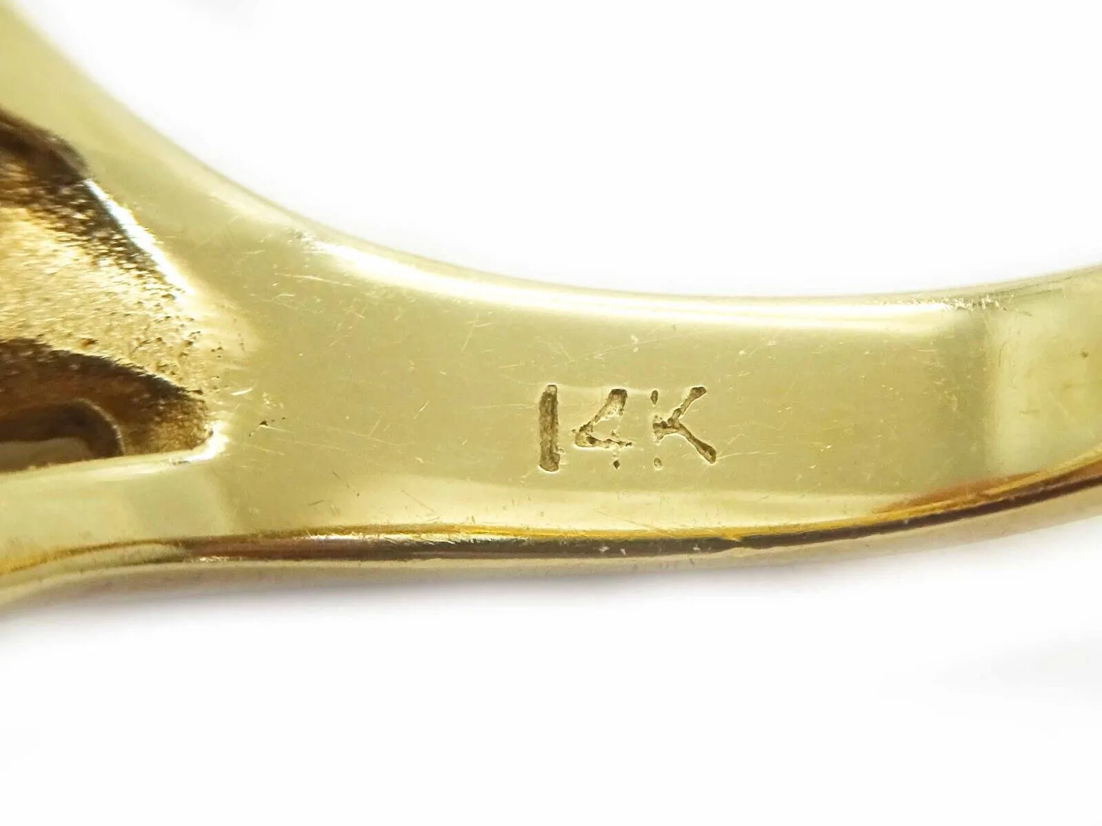 Mid-Century Modern Jade & Diamond Ring 14k Gold Size 8.5