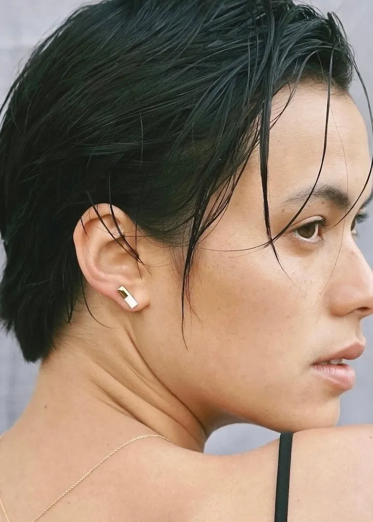 Mier Luo | Gold Dipped Bar Studs