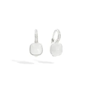 Mil White Quartz & Diamond Nudo Earrings