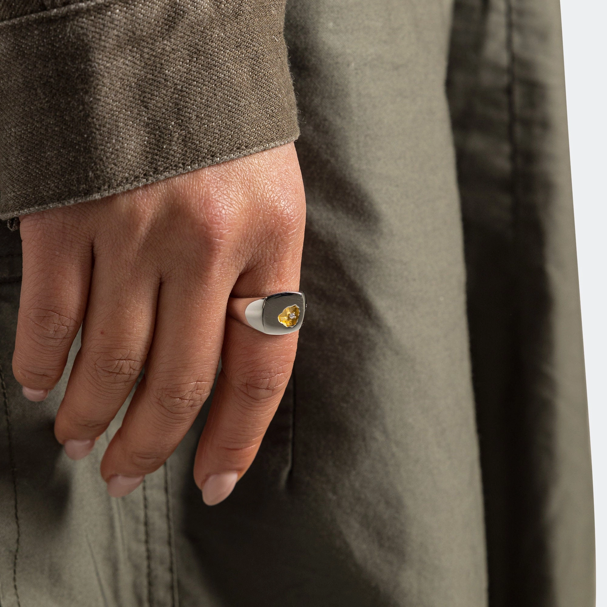 Mined Ring Small Diamond - 925 Silver/18K Gold hoka new arrivals