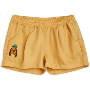 Mini Rodini Bloodhound Emb Woven Shorts Beige Suede Trendy