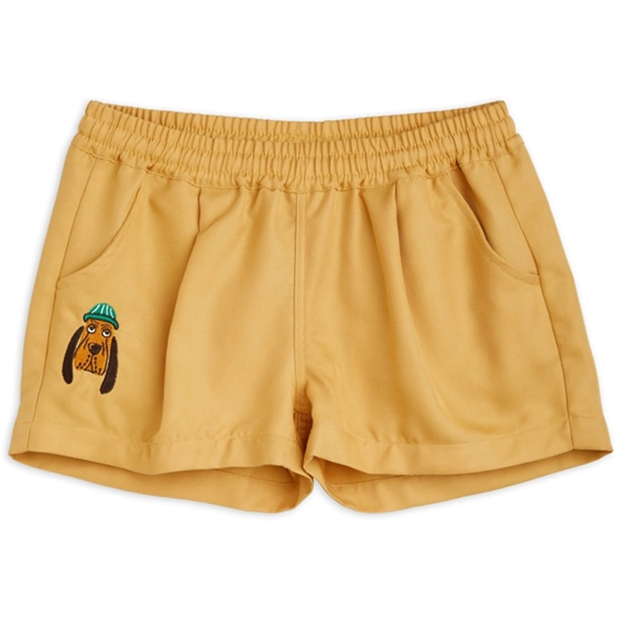 Mini Rodini Bloodhound Emb Woven Shorts Beige Suede Trendy