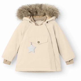 Mini A ture Angora cream Wang Fleece Winter Jacket m. Fur Pocket Knit
