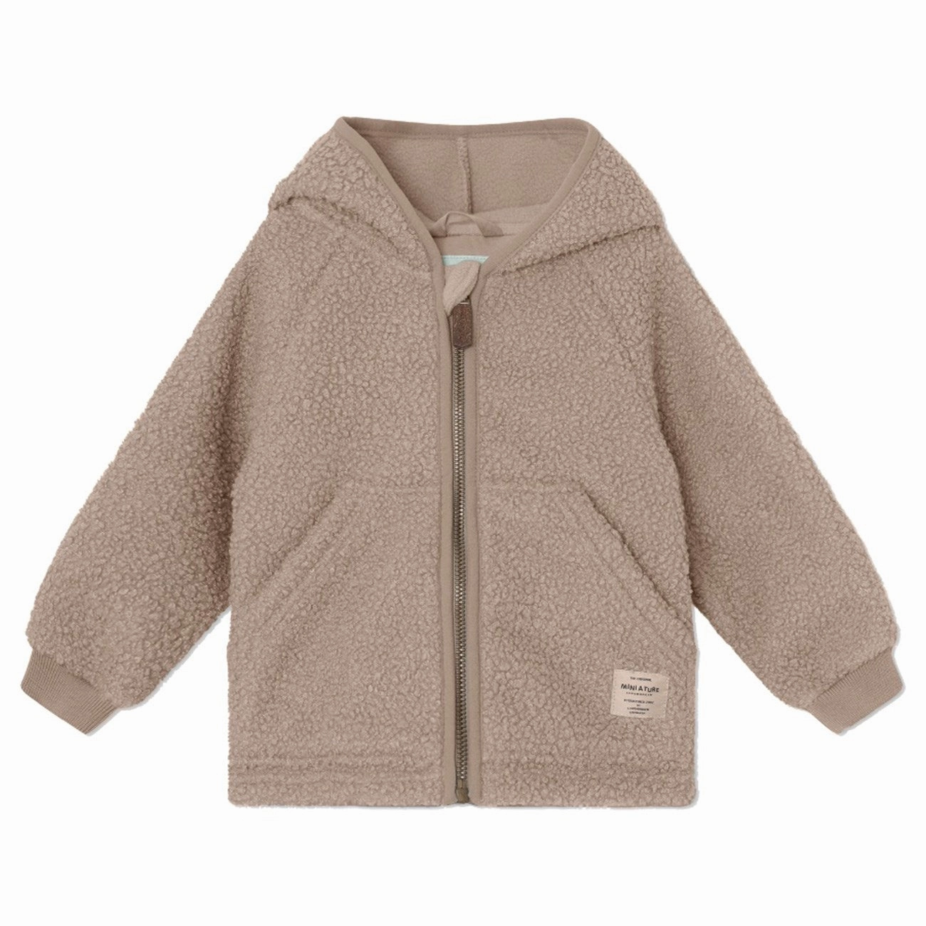 Mini A ture Grey Brown Liff Teddy Fleece Jacket Unique Soft