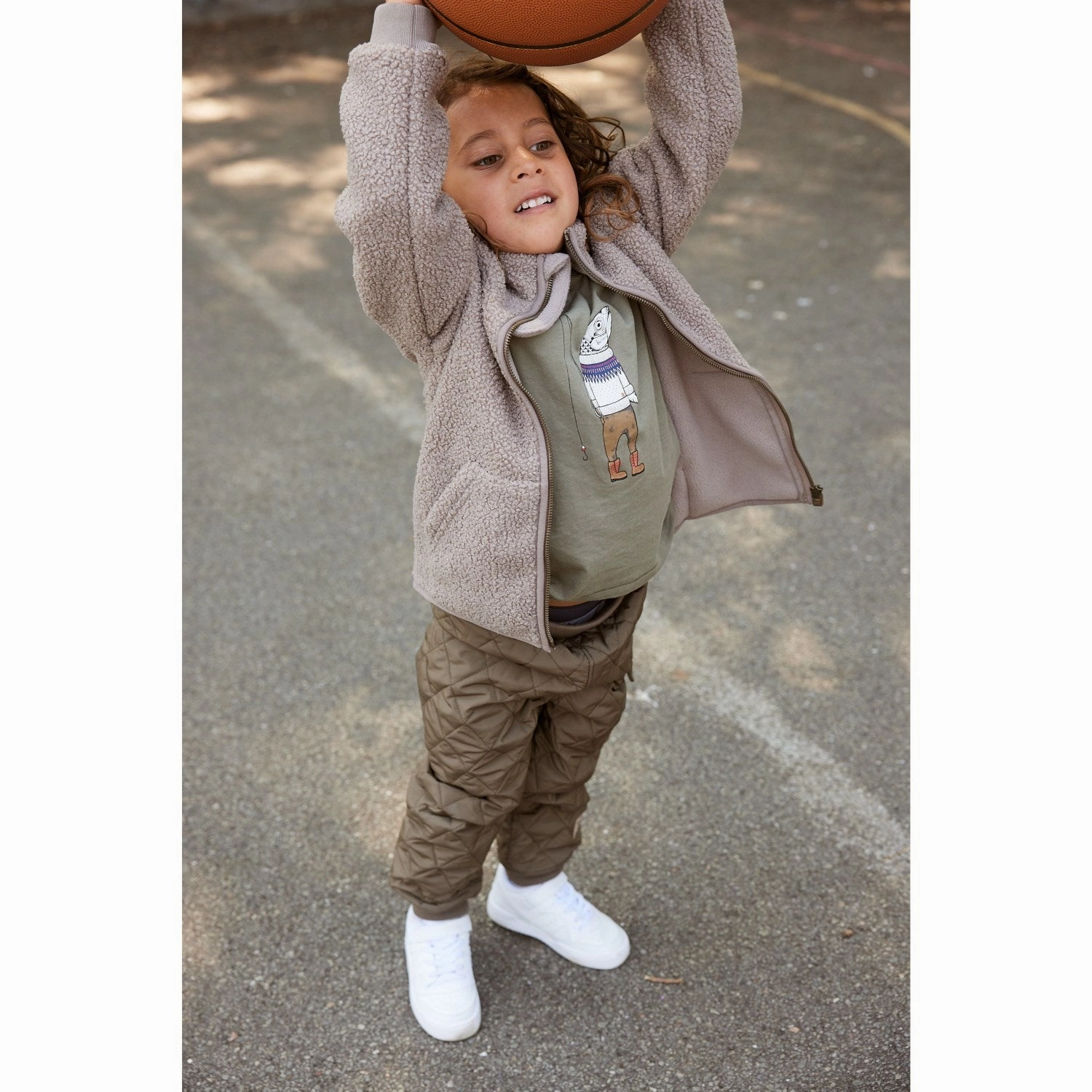 Mini A ture Grey Brown Liff Teddy Fleece Jacket Unique