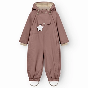 Mini A ture Light plum Wisti Fleece Snowsuit Refined Applique