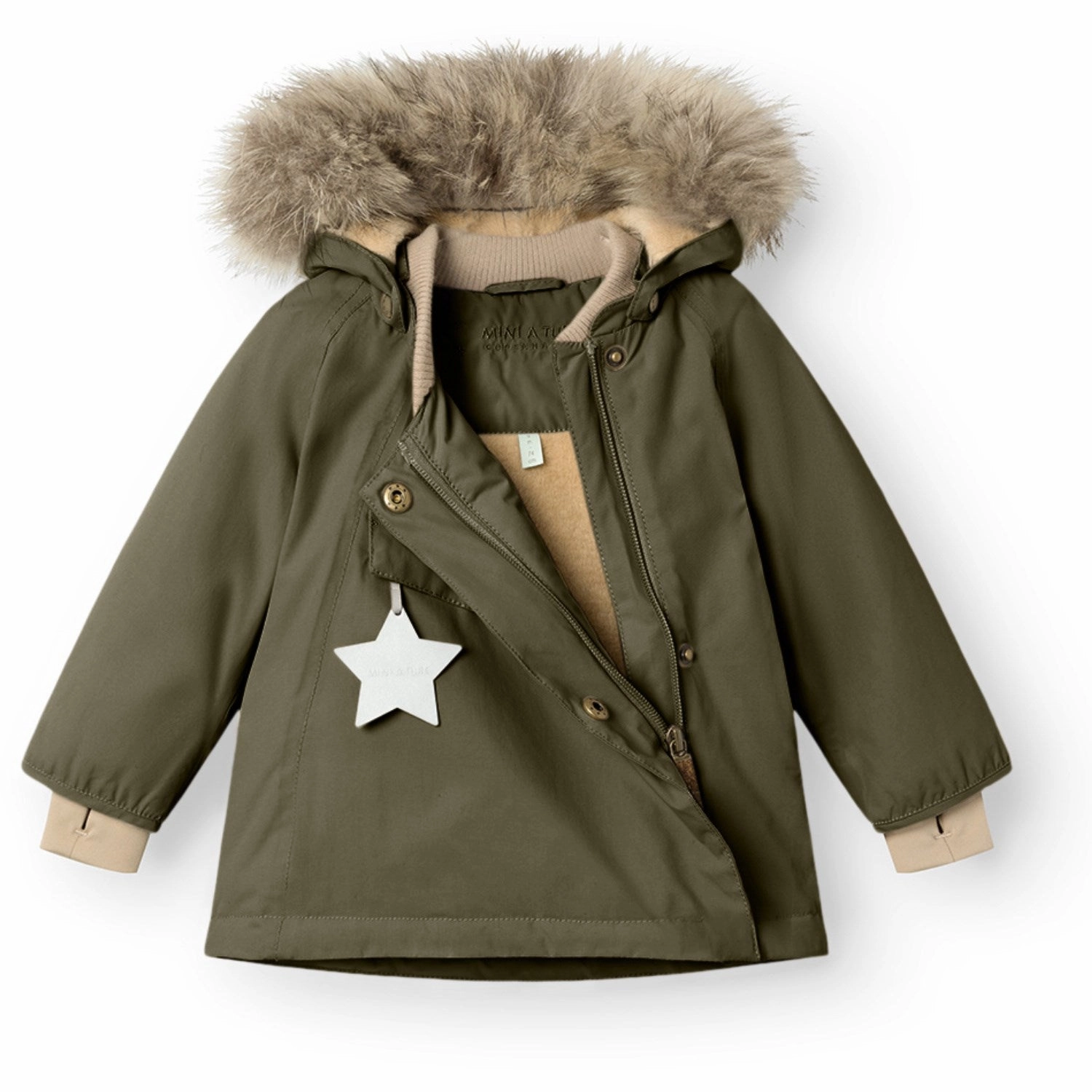 Mini A ture Olive night Wang Fleece Winter Jacket m. Fur Tailored