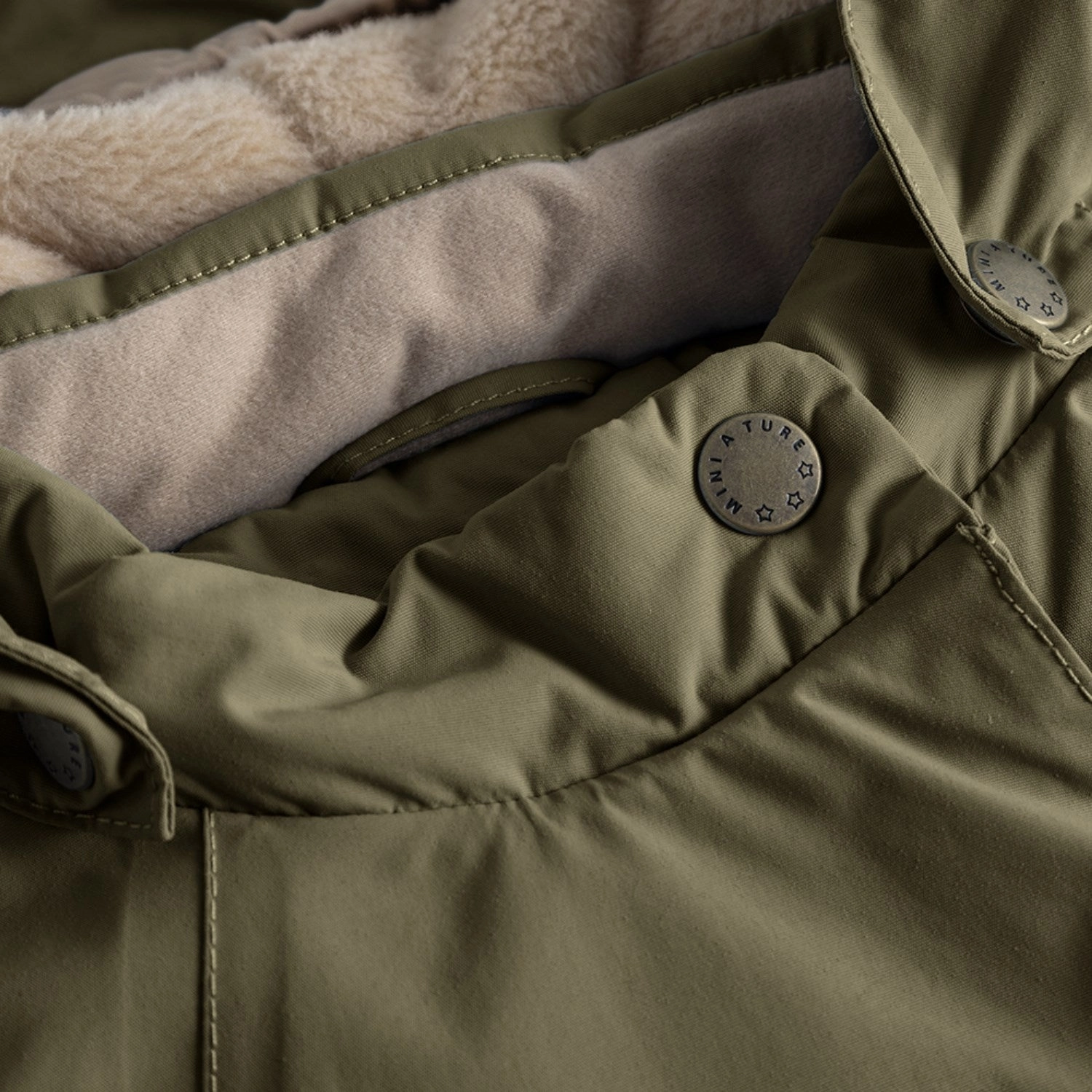 Mini A ture Olive night Wang Fleece Winter Jacket m. Fur Tailored