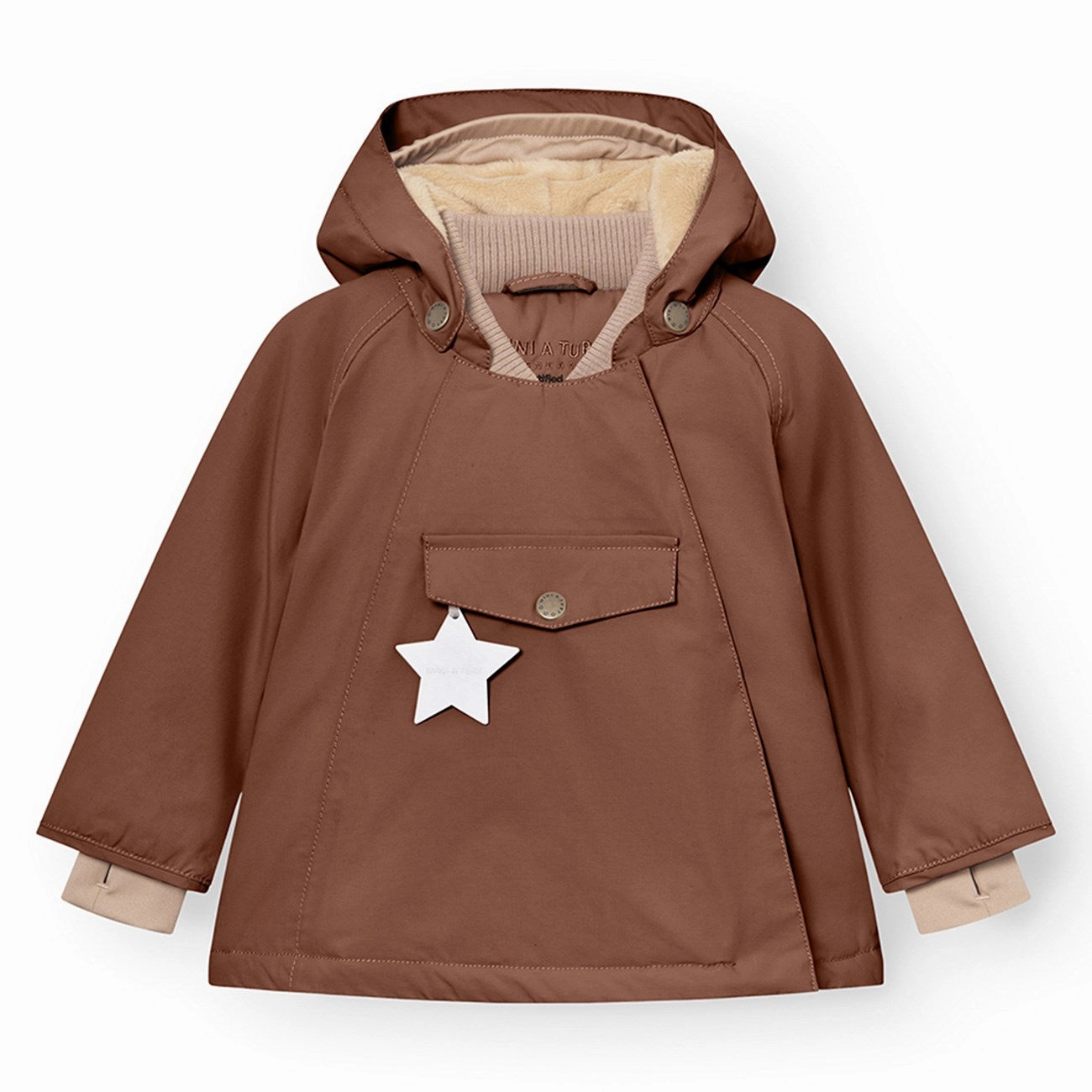 Mini A ture Rootbeer brown Wang Fleece Winter Jacket Impeccable Ruffle