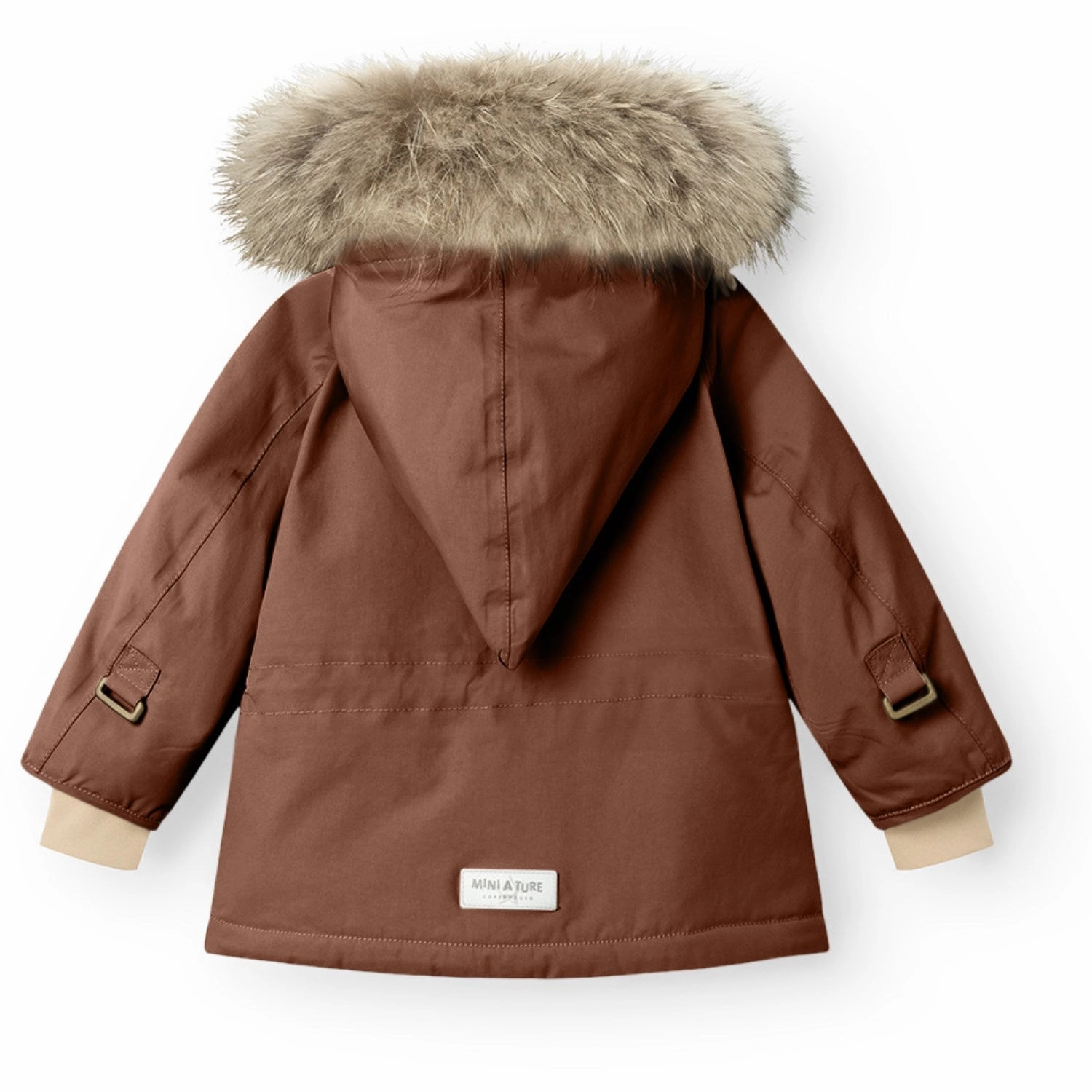 Mini A ture Rootbeer brown Wang Fleece Winter Jacket m. Fur Stretchy