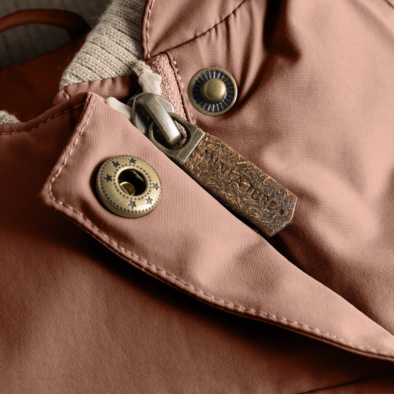 Mini A ture Rootbeer brown Wang Fleece Winter Jacket m. Fur Stretchy