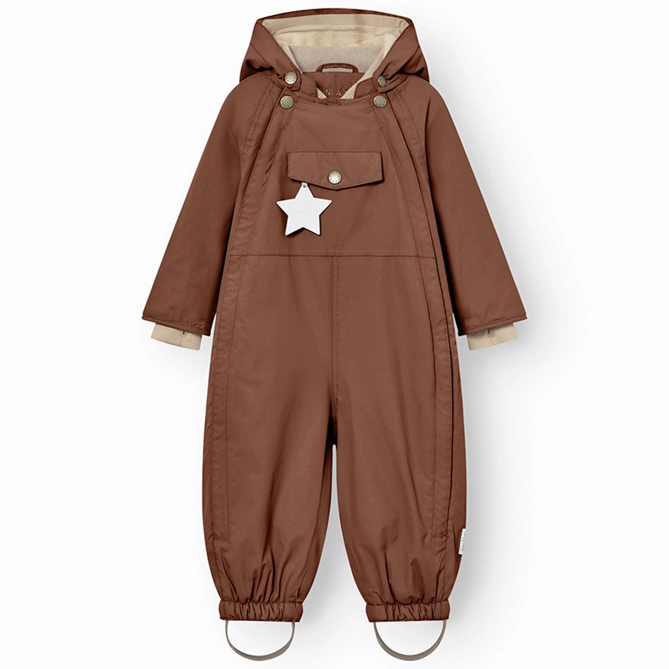 Mini A ture Rootbeer brown Wisti Fleece Snowsuit Fashionable Linen