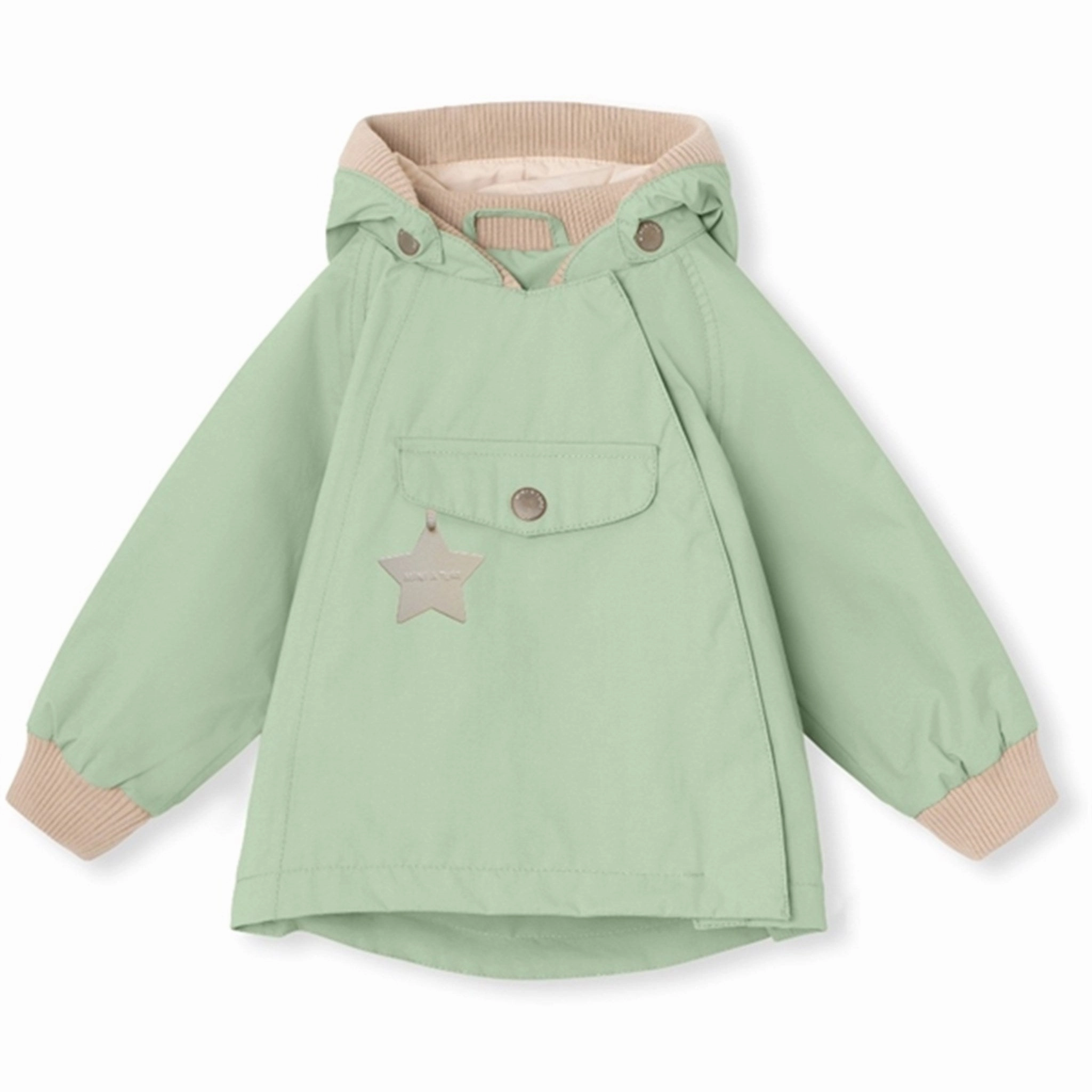 MINI A TURE WAI Spring Jacket Dusty Light Green Beading Ruffle