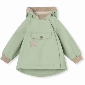 MINI A TURE WAI Spring Jacket w/Fleece Lining Dusty Light Green Hem Bow