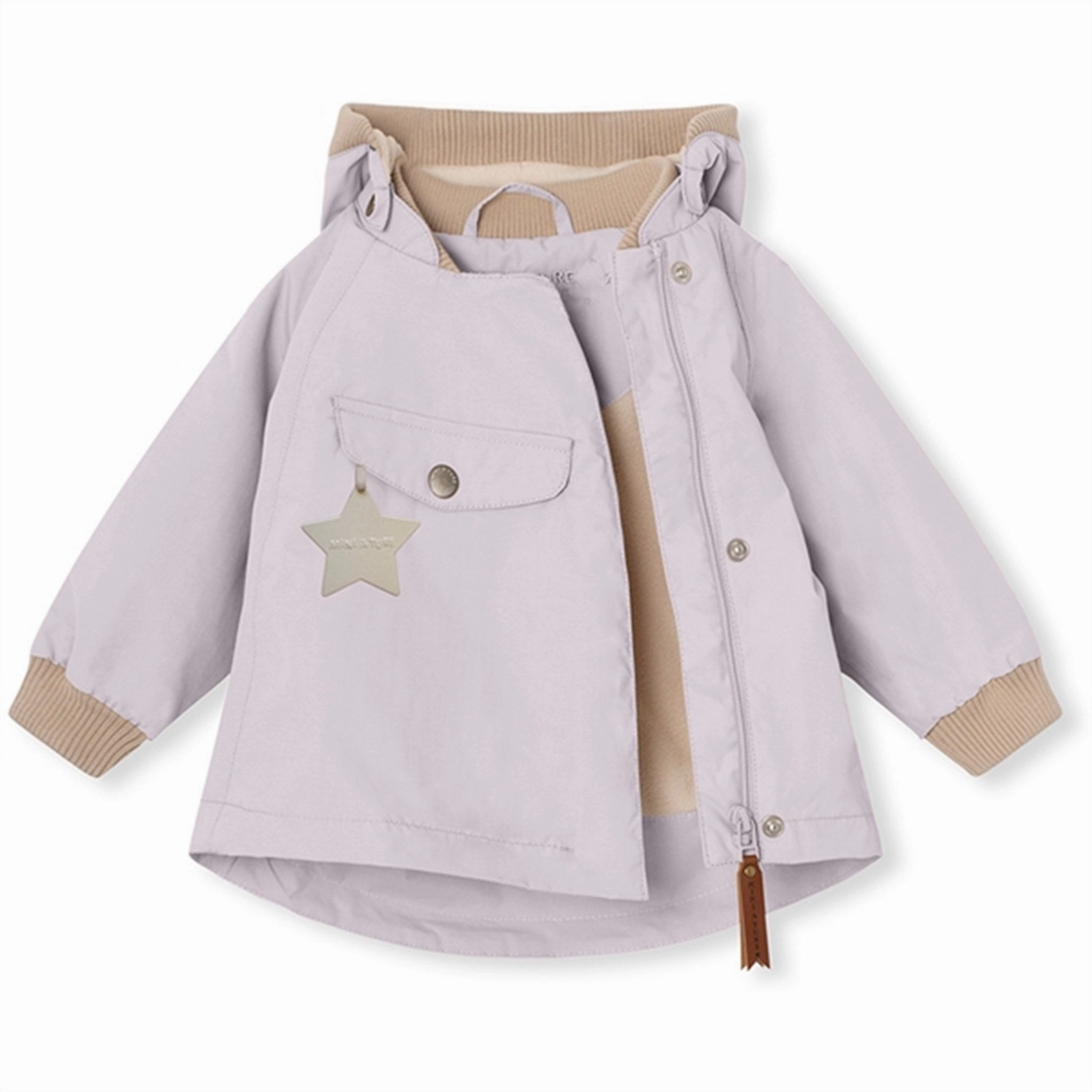 MINI A TURE WAI Spring Jacket w/Fleece Lining Purple Raindrops Style