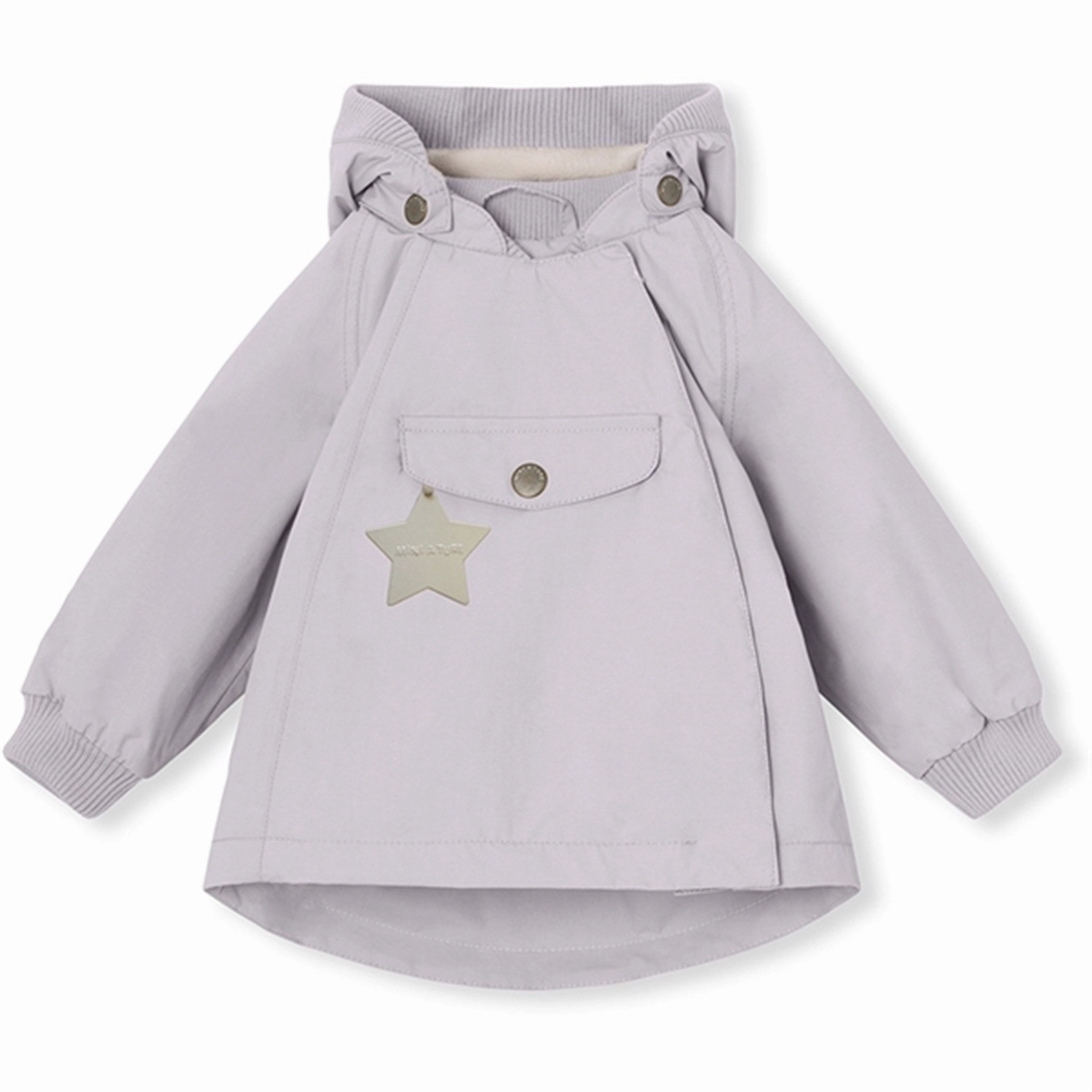 MINI A TURE WAI Spring Jacket w/Fleece Lining Purple Raindrops Style Bow
