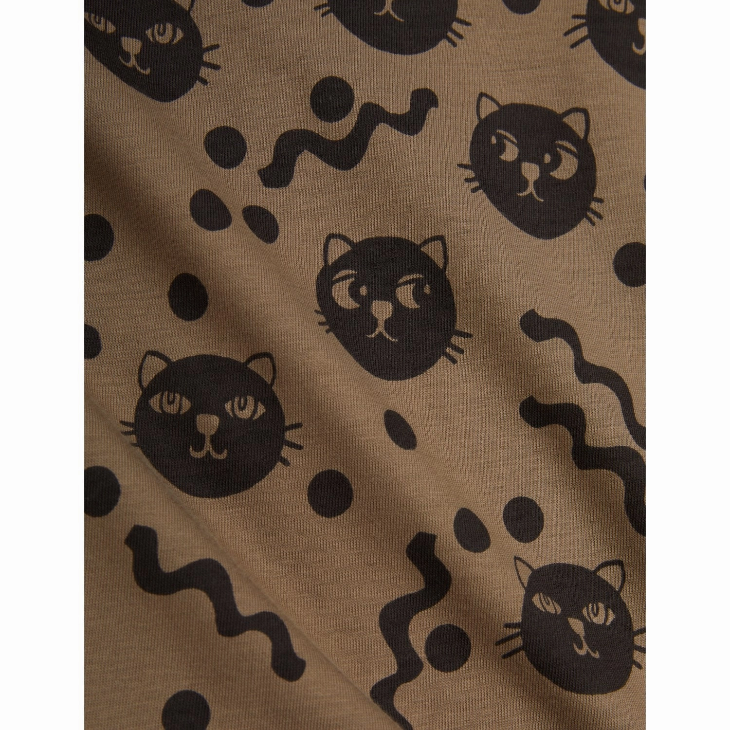 Mini Rodini Brown Squiggly Cats AOP Sweatset Design