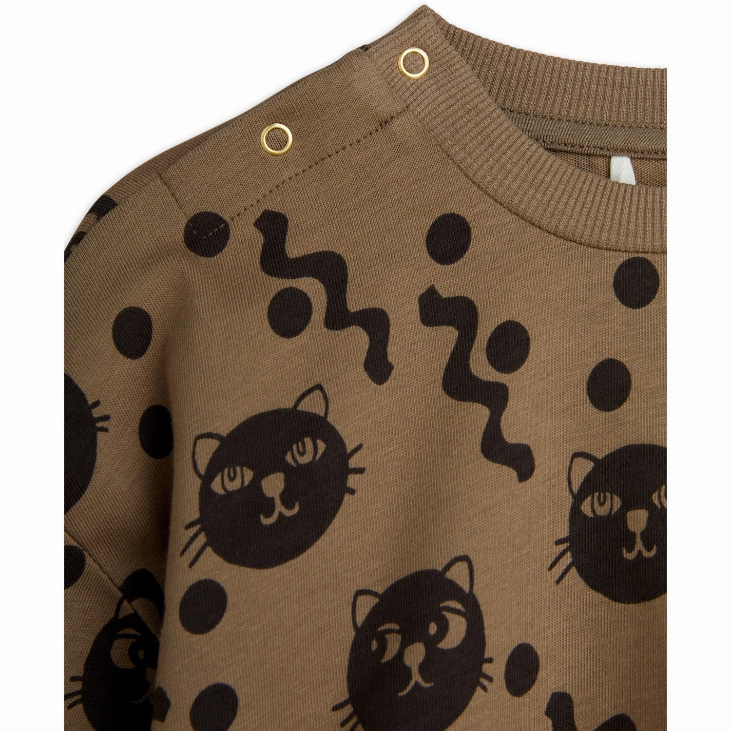 Mini Rodini Brown Squiggly Cats AOP Sweatset Design