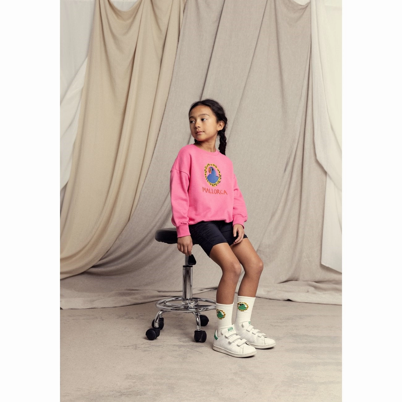 Mini Rodini Pink Parrot Embroidery Sweatshirt Bold