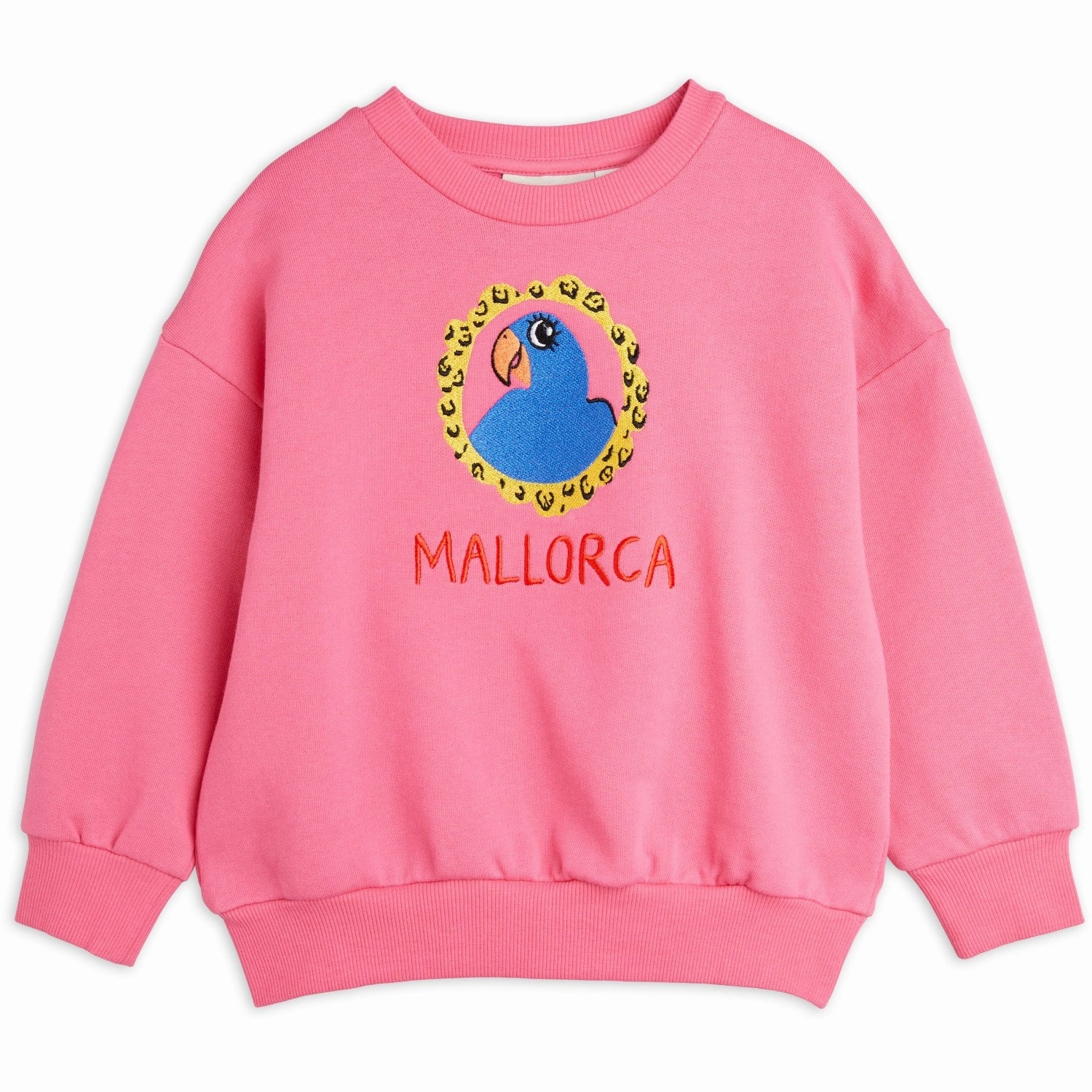 Mini Rodini Pink Parrot Embroidery Sweatshirt Bold Velvet