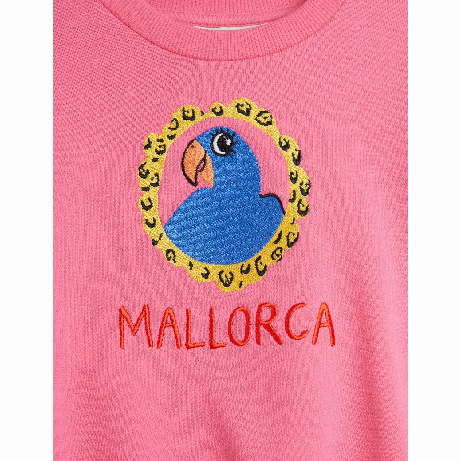Mini Rodini Pink Parrot Embroidery Sweatshirt Bold