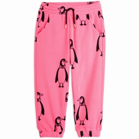 Mini Rodini Pink Penguin Fleece Pants Fashionable Formal