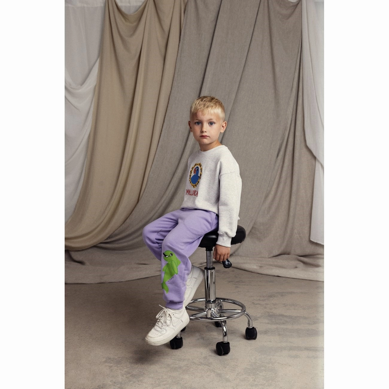 Mini Rodini Purple Dolphin Sweatpants Linen
