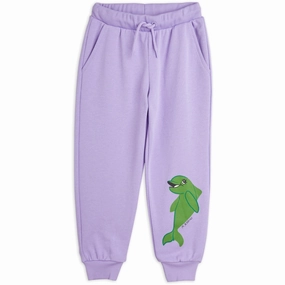 Mini Rodini Purple Dolphin Sweatpants Linen Applique