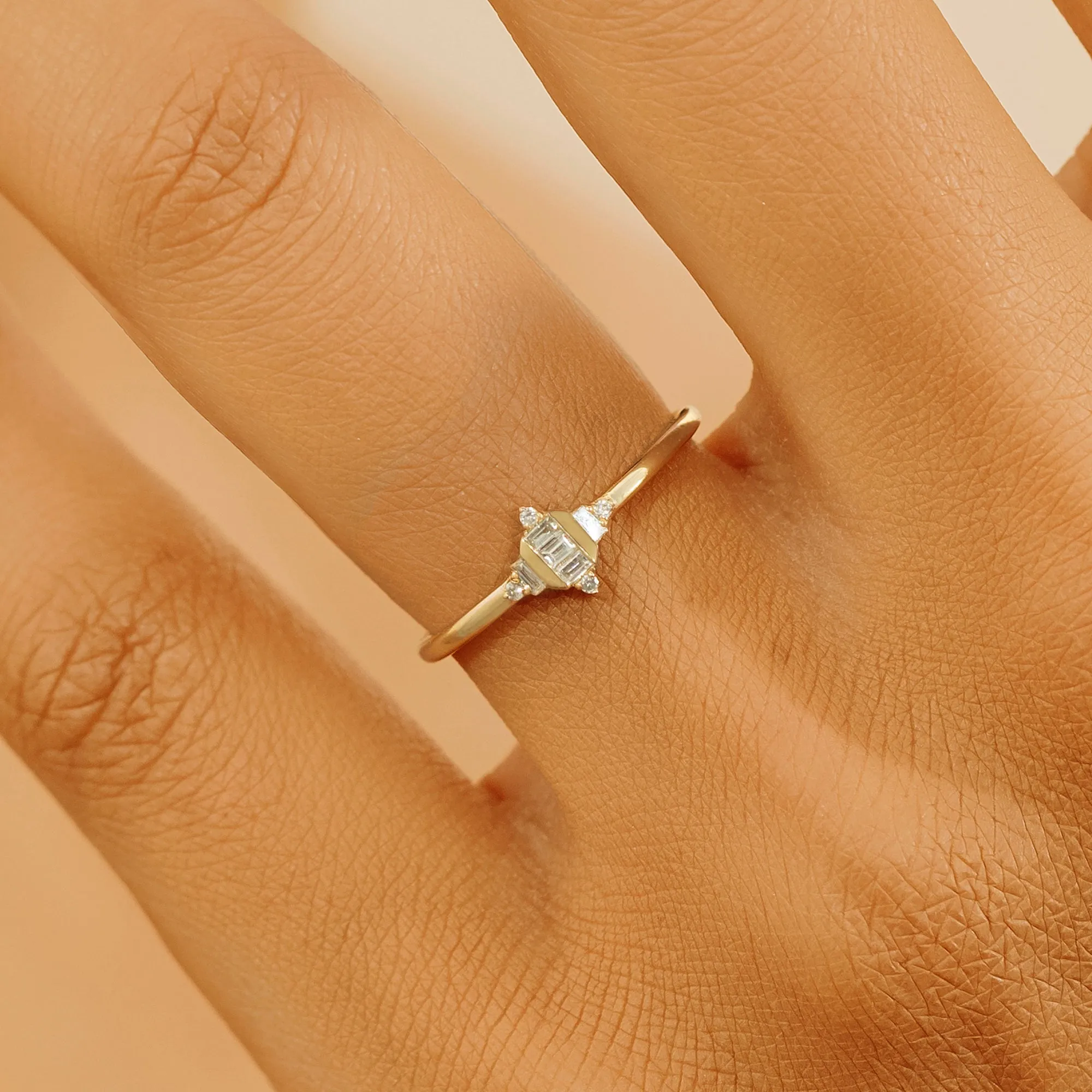 Minimalist Diamond Art Deco Ring, Myrtle