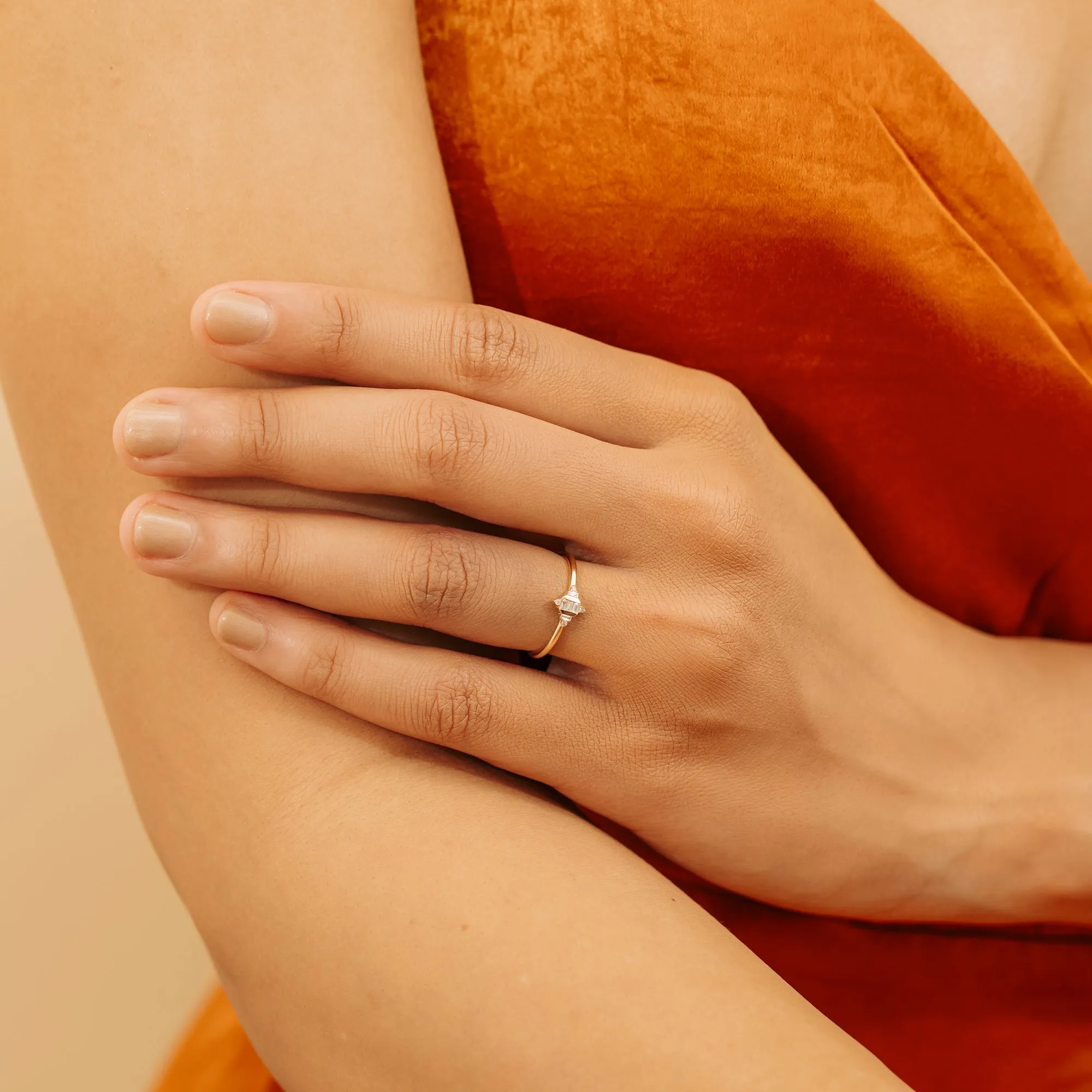 Minimalist Diamond Art Deco Ring, Myrtle