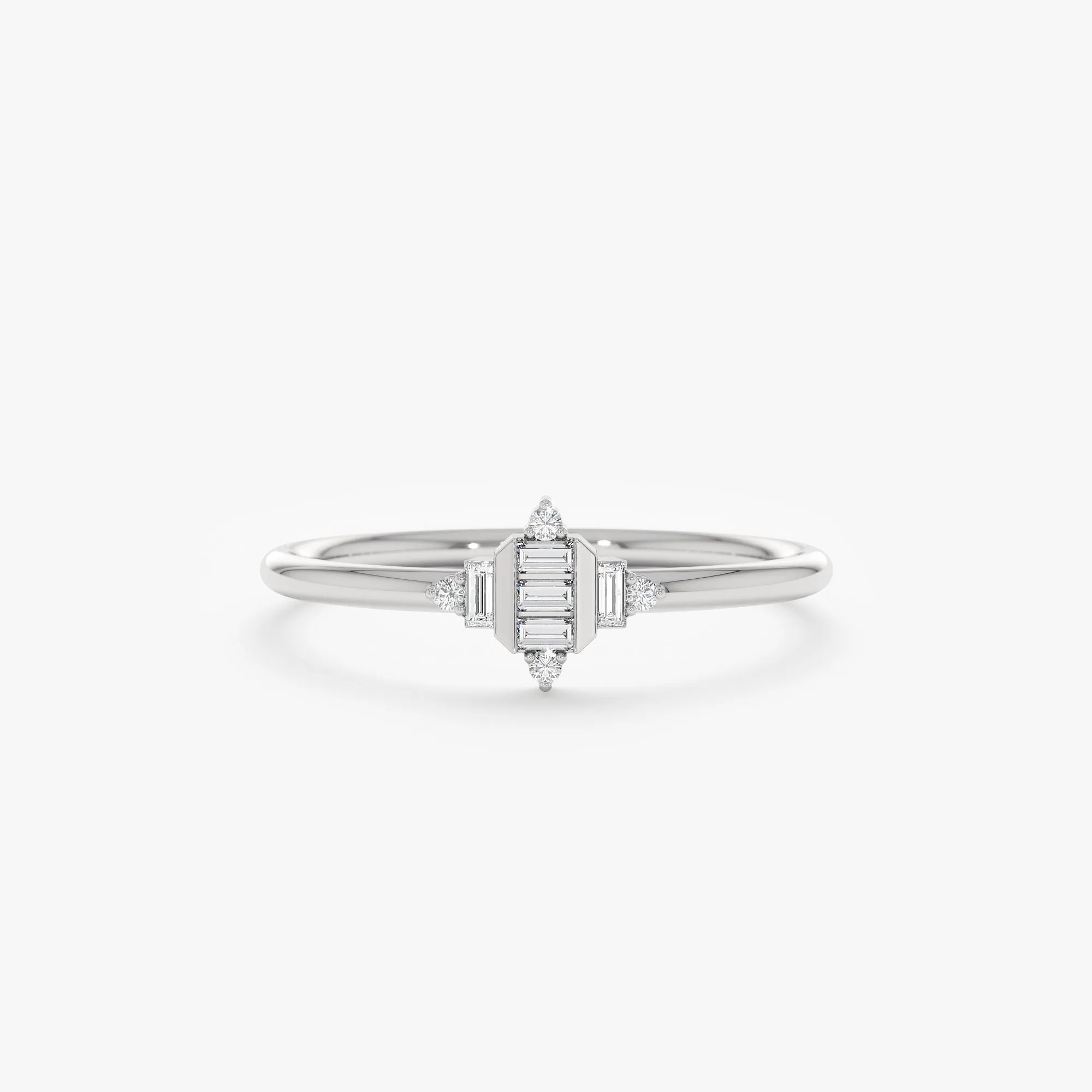 Minimalist Diamond Art Deco Ring, Myrtle