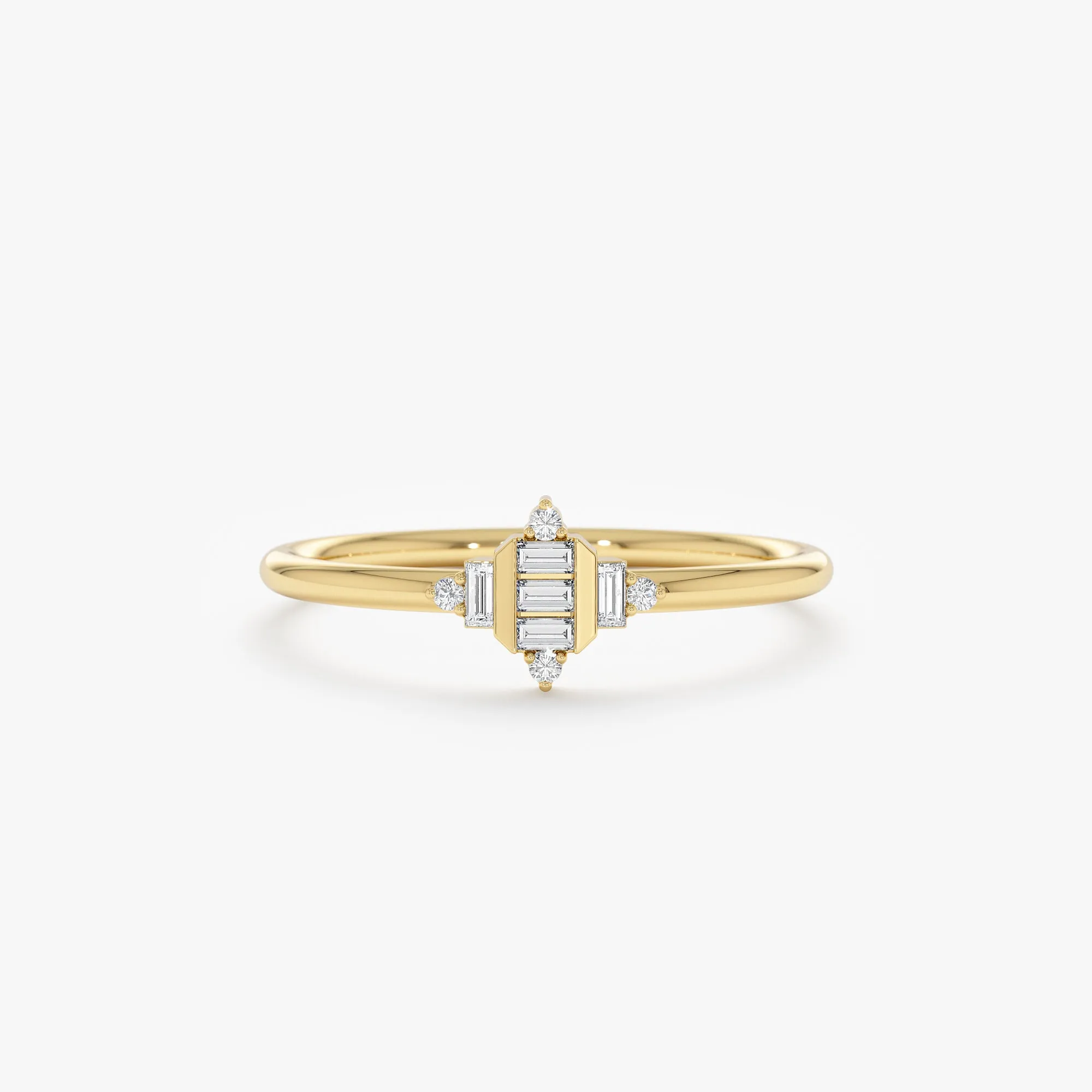 Minimalist Diamond Art Deco Ring, Myrtle