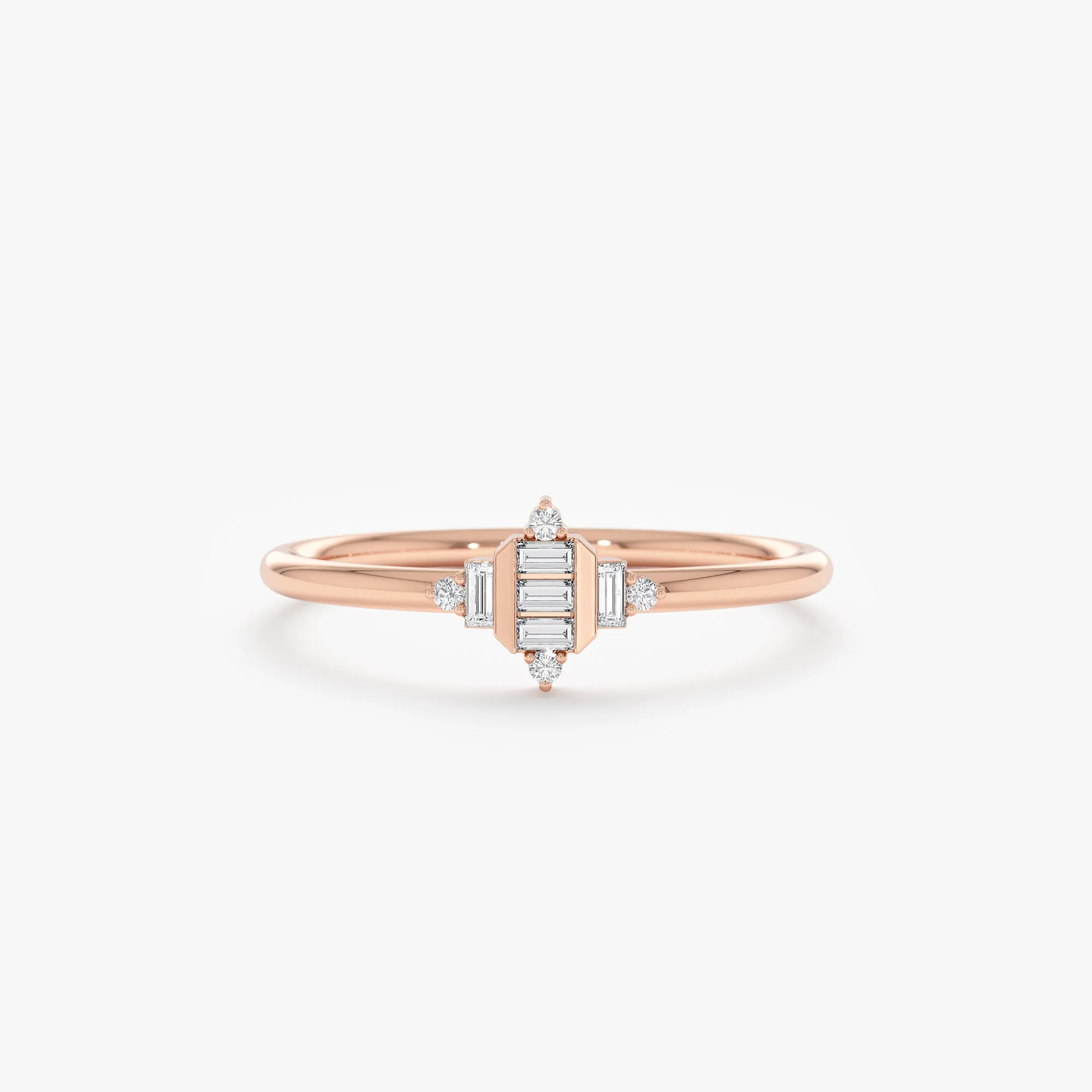 Minimalist Diamond Art Deco Ring, Myrtle