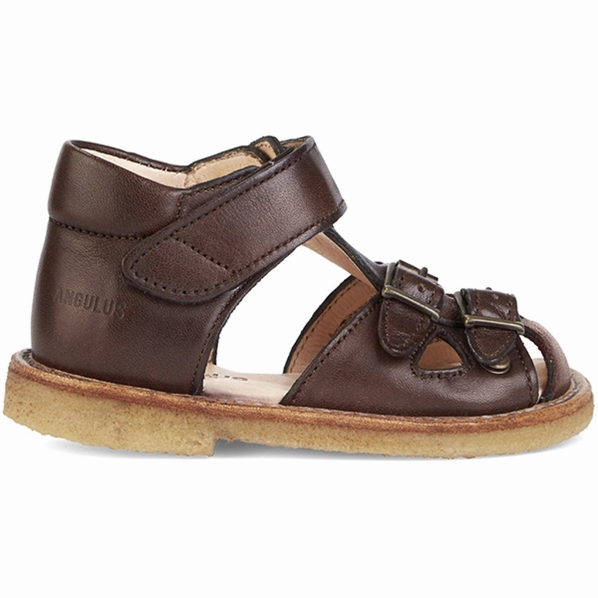Minimalist shoes Angulus Starter Sandal W. Velcro And Buckles Dark Brown