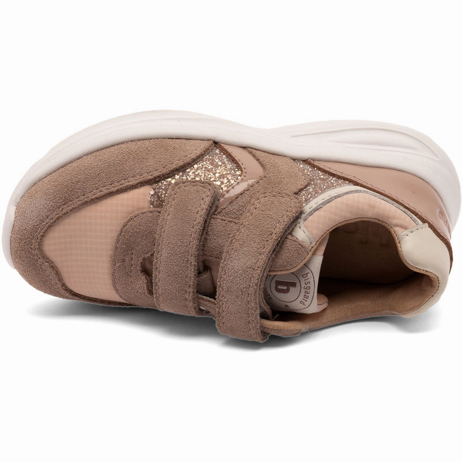 Minimalist shoes Bisgaard Taupe Glitter Yuki Glitter Velcro Shoe