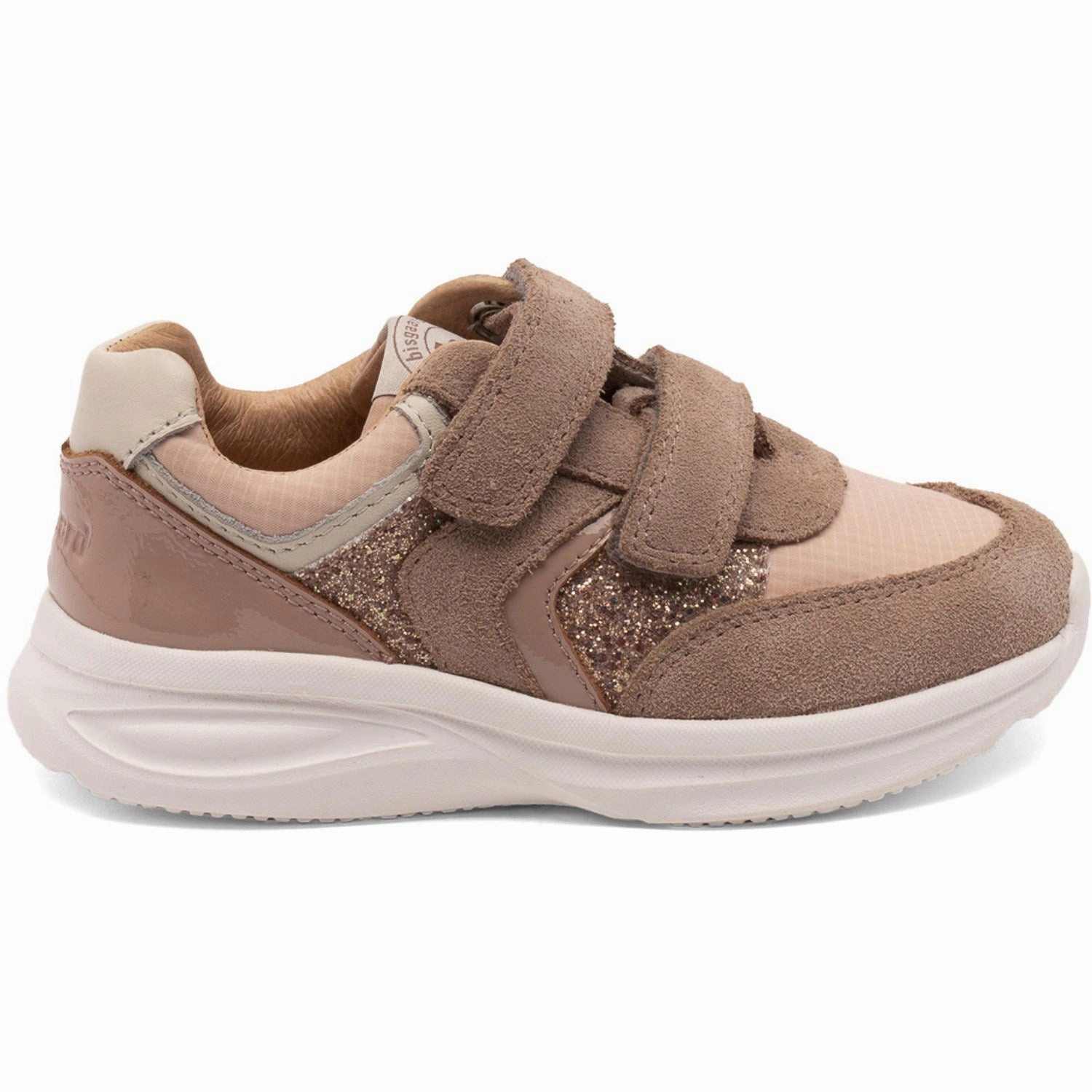 Minimalist shoes Bisgaard Taupe Glitter Yuki Glitter Velcro Shoe