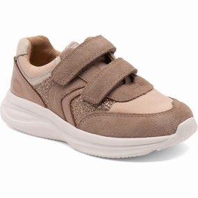 Minimalist shoes Bisgaard Taupe Glitter Yuki Glitter Velcro Shoe Orthopedic shoes