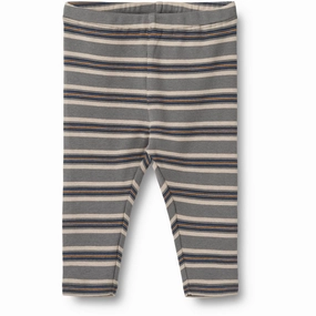 Minimalist Wheat Stormy Blue Stripe Jersey Leggings Silas Laid-back