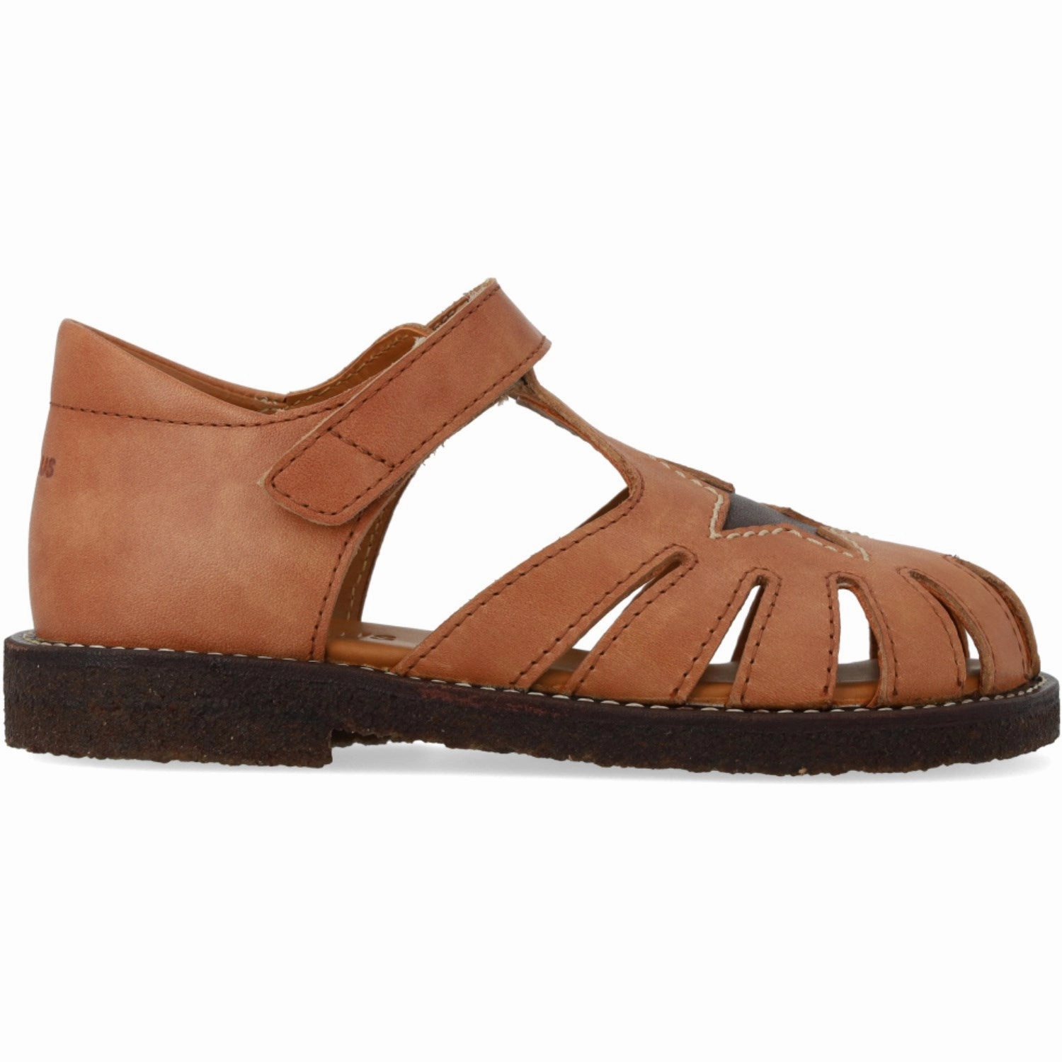 Moccasins Angulus Tan/Dark Brown Leather Sandal with Star Detail
