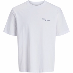 Modern Jack & Jones Junior Bright White Retiro Back T-Shirt Crew Neck Luxurious