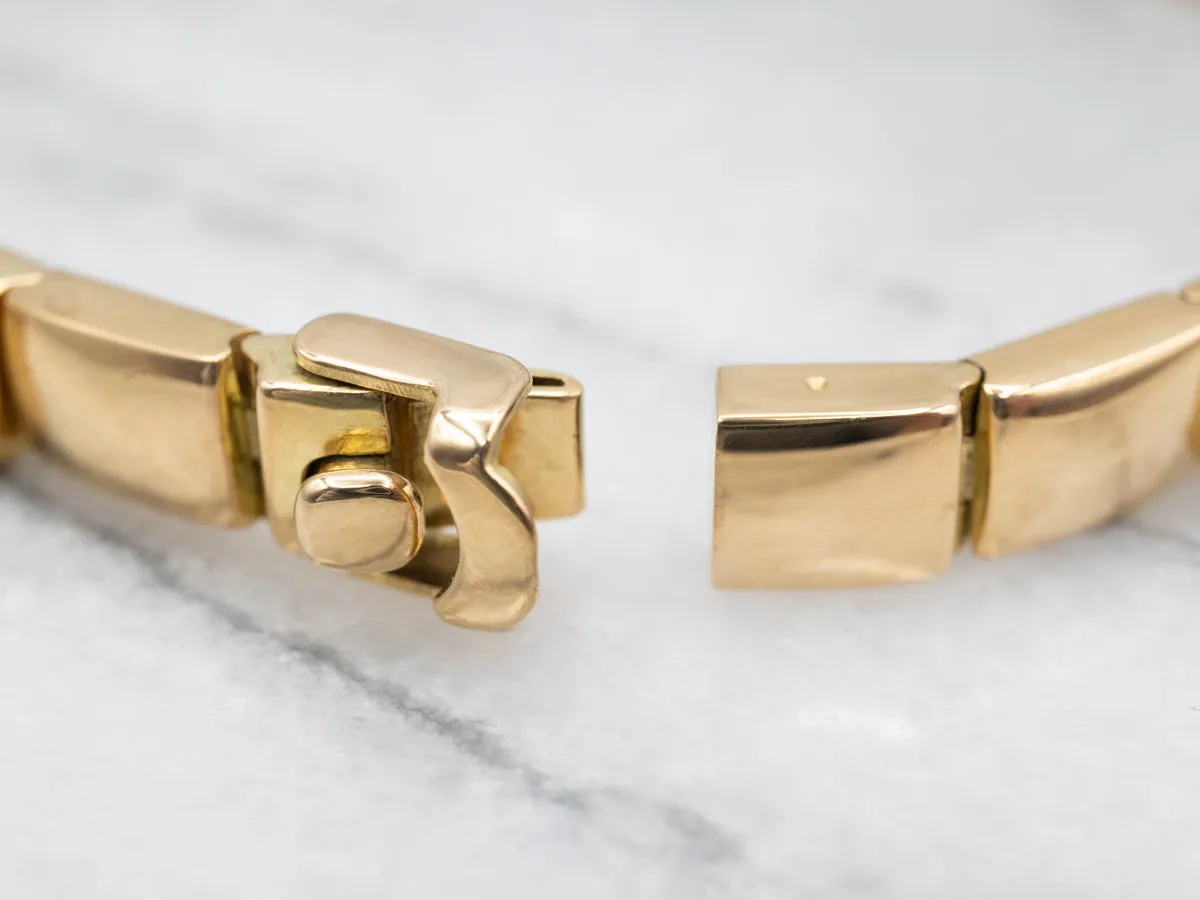 Modernist 18-Karat Gold Link Green Tourmaline Bracelet