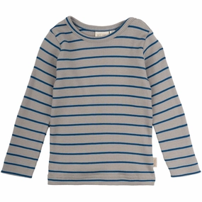 Moisture-wicking Petit Piao Deep Cobalt/Grey Stone Blouse Modal Thin Striped Tailored
