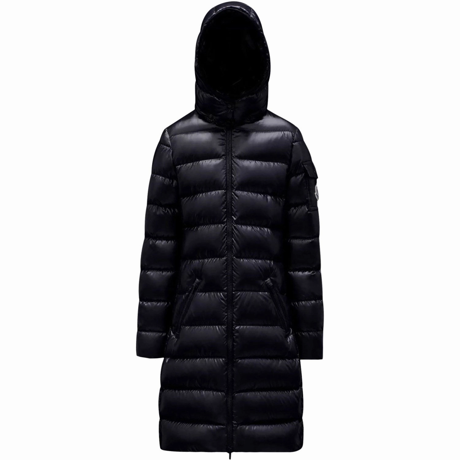 Moncler Navy Moka Long Coat Texture Comfortable