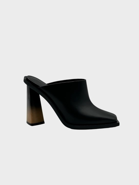 Mules Nere In Pelle Con Tacco Sfumato Effetto Legno mr price sandals new arrivals womens new arrival shirt new collection made in italy