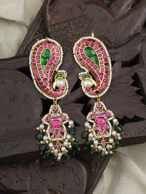 Multicolor Gold Plated Jadau Kundan Earrings - ME1159MA